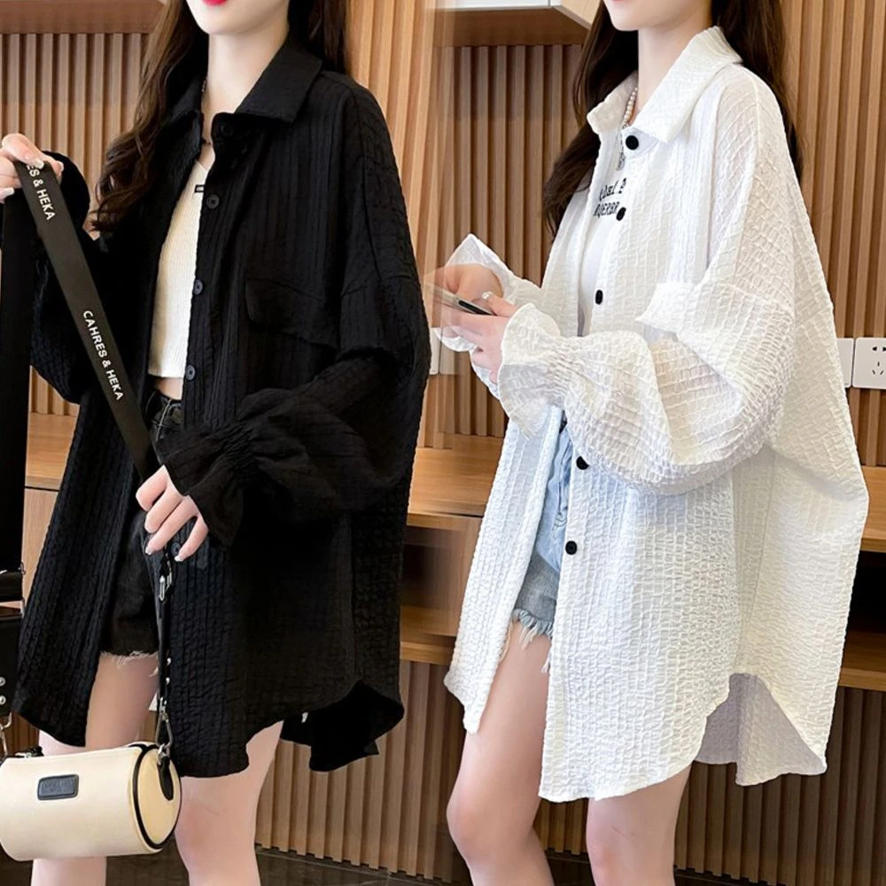 Polo领春秋薄款衣女衬衫大码胖mm宽松韩版ins慵懒风200斤外套