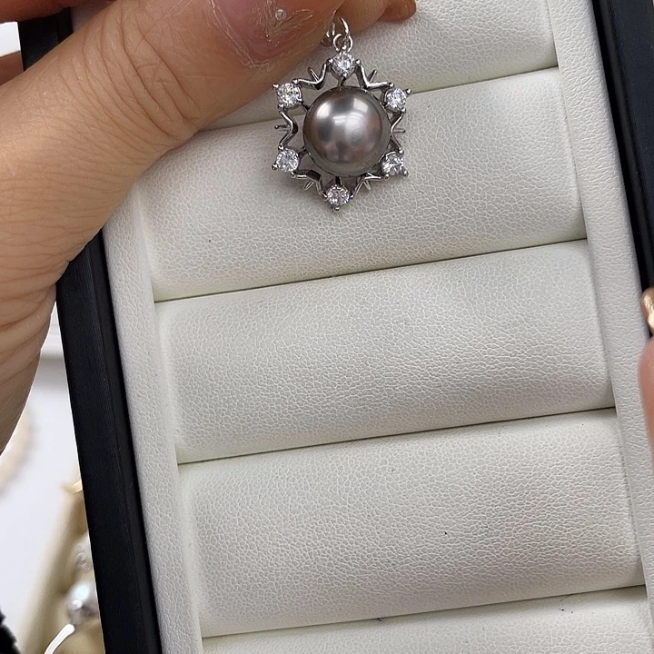 吊坠(不含链)银S925镶嵌海水珍珠