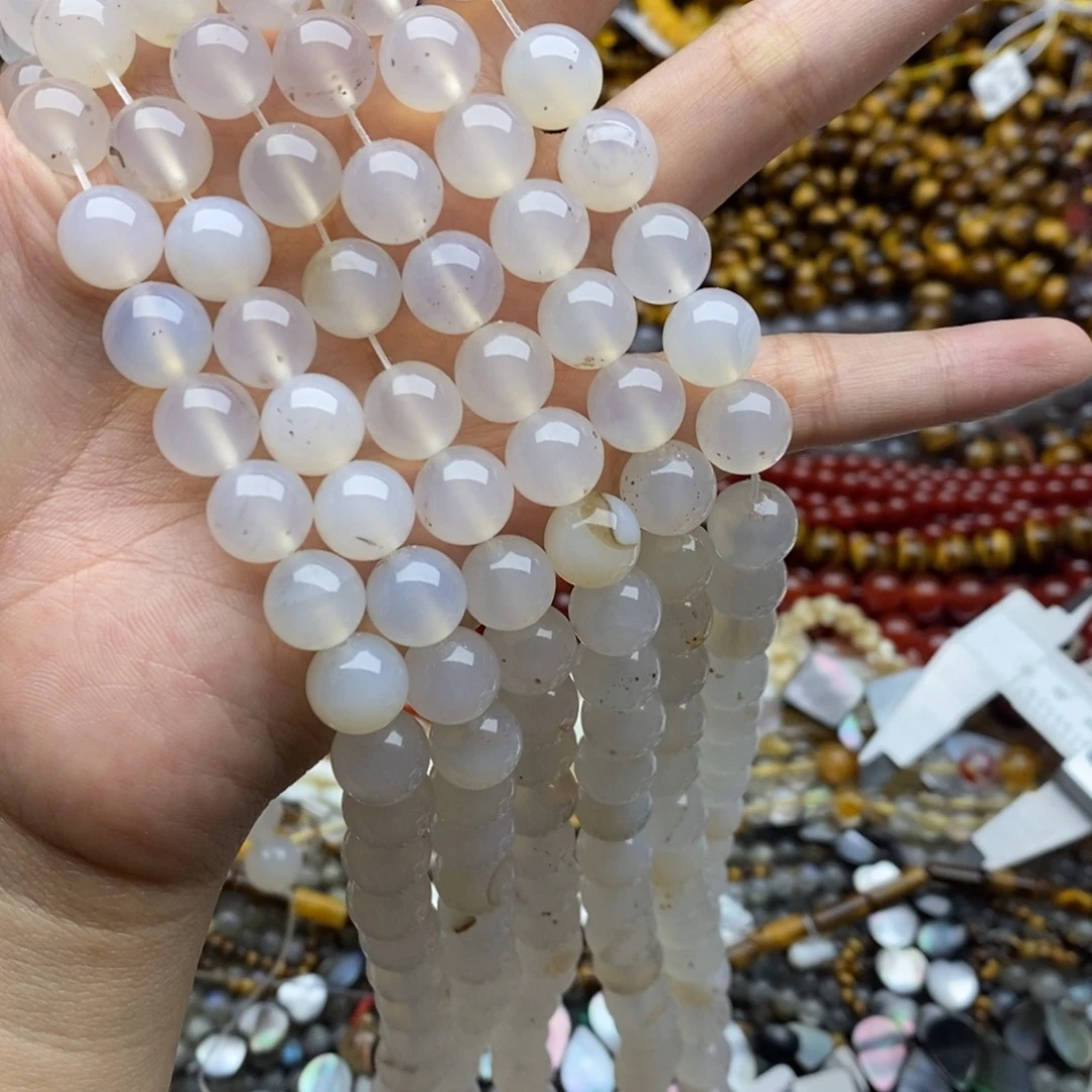 玛瑙/玉髓未镶嵌珠宝半成品一条天然10mm海洋玉玛瑙圆珠