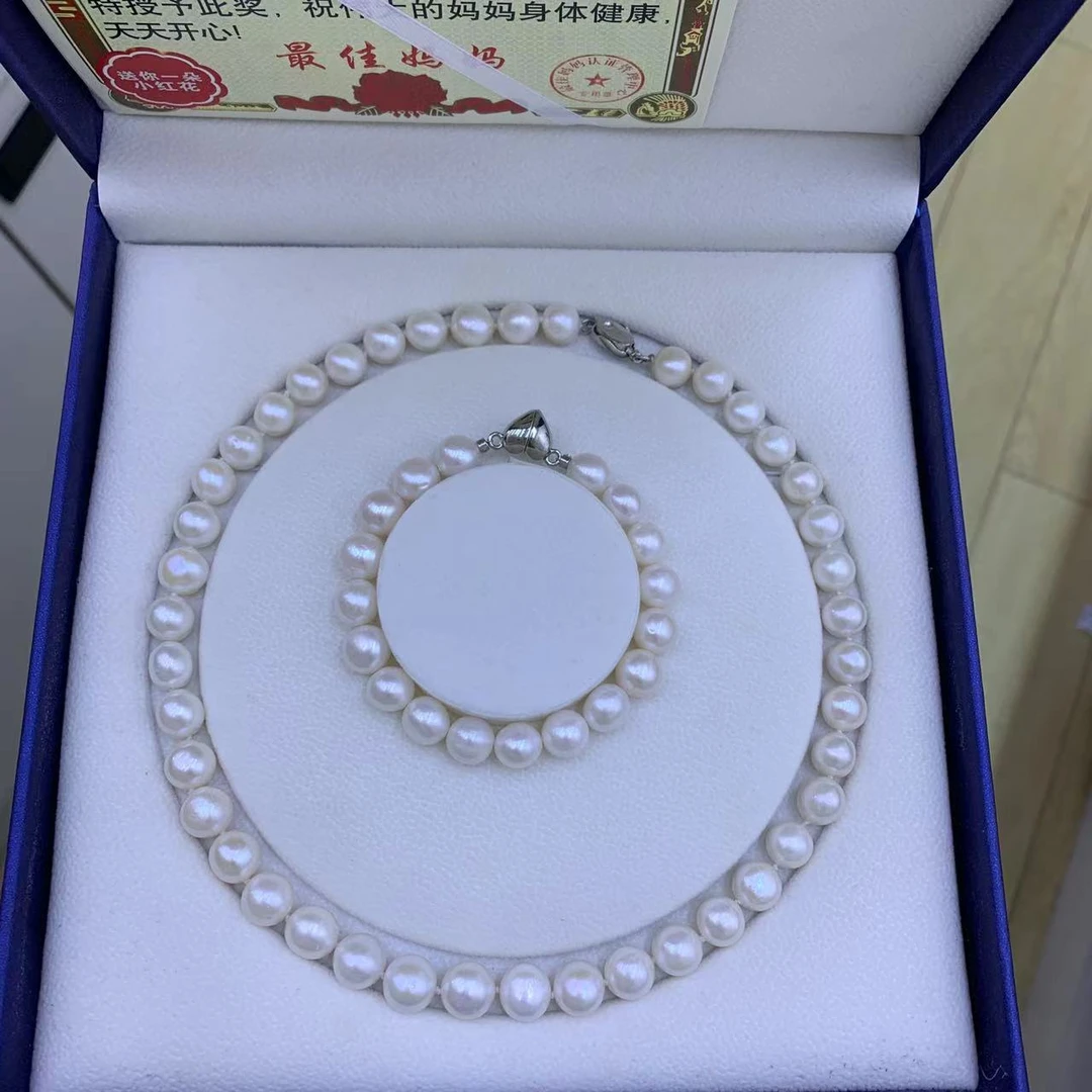 合金仿珍珠项链 项链套装两件套母亲节礼物10-11M【17842哎呦家】
