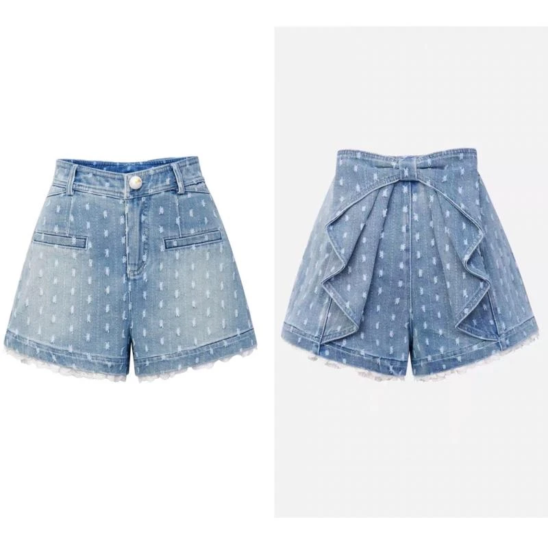 《no退no换》小清店点点蝴蝶结牛仔裤baby同款