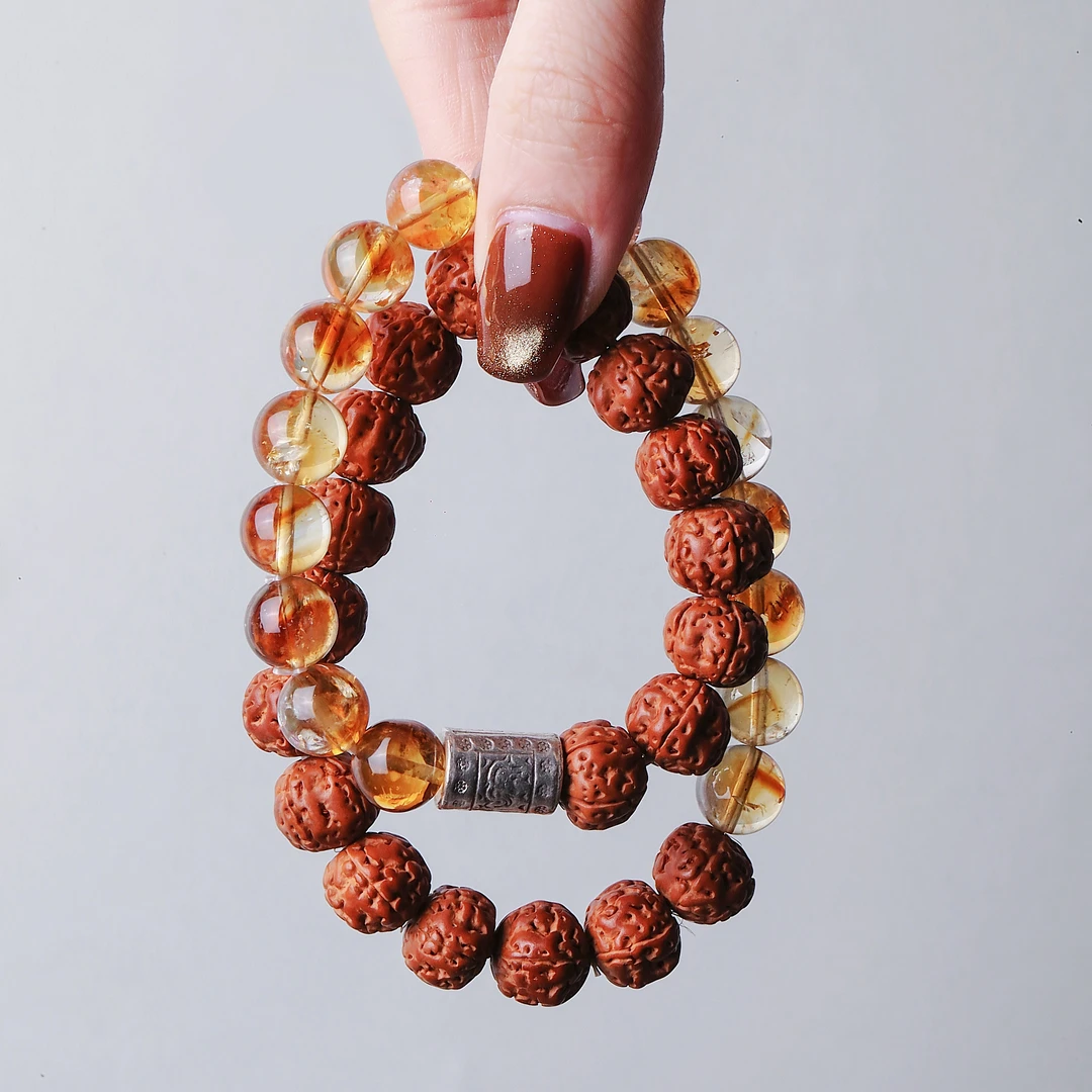 925银木质手链 七[流年] S07736  大象桶珠黄色串珠手链