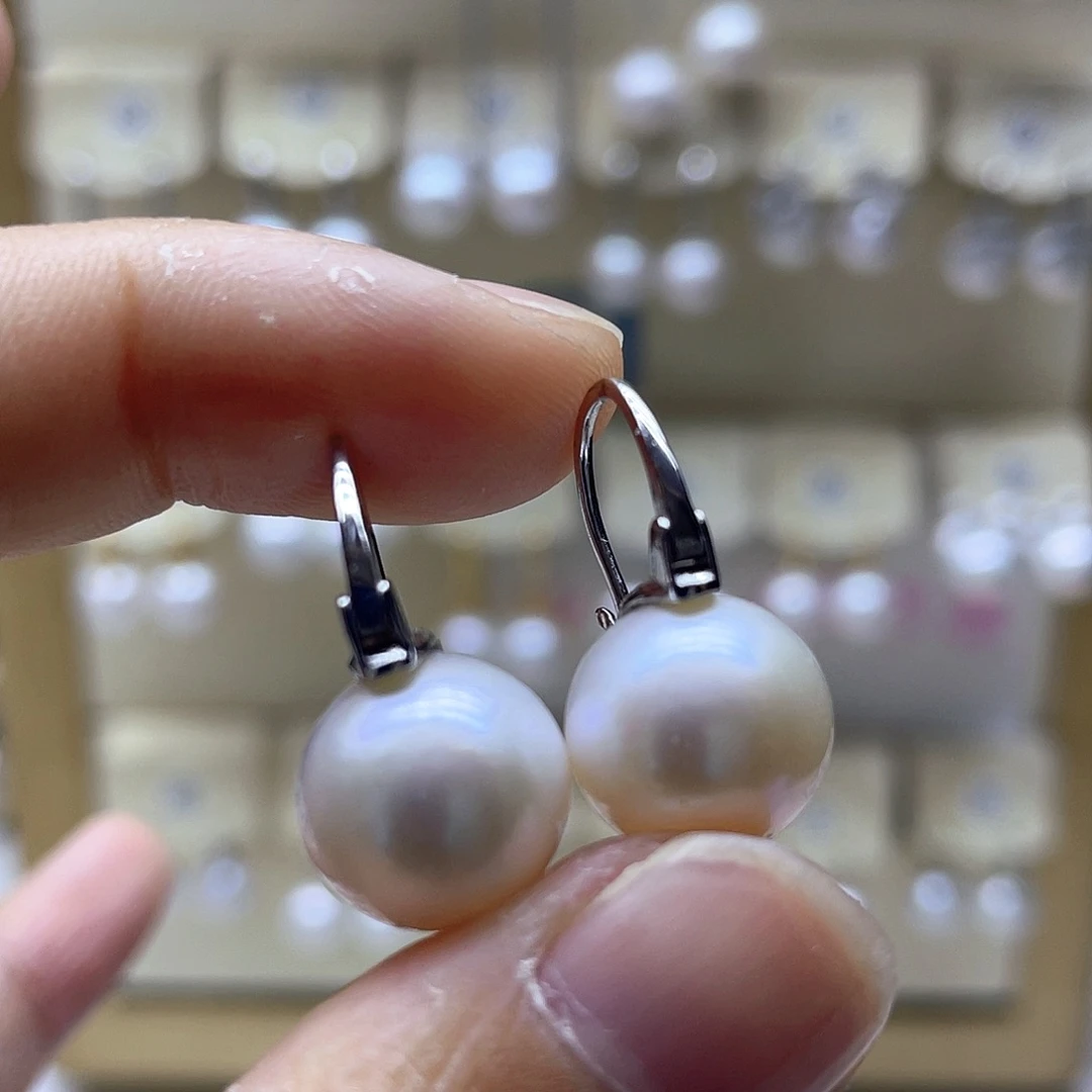 银S925镶嵌淡水珍珠耳饰