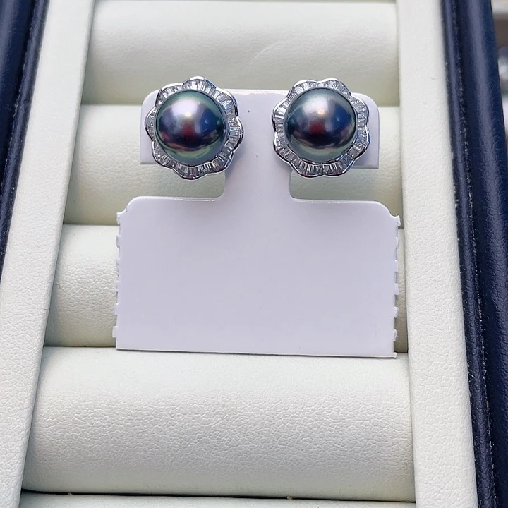 银S925镶嵌海水珍珠耳饰w37