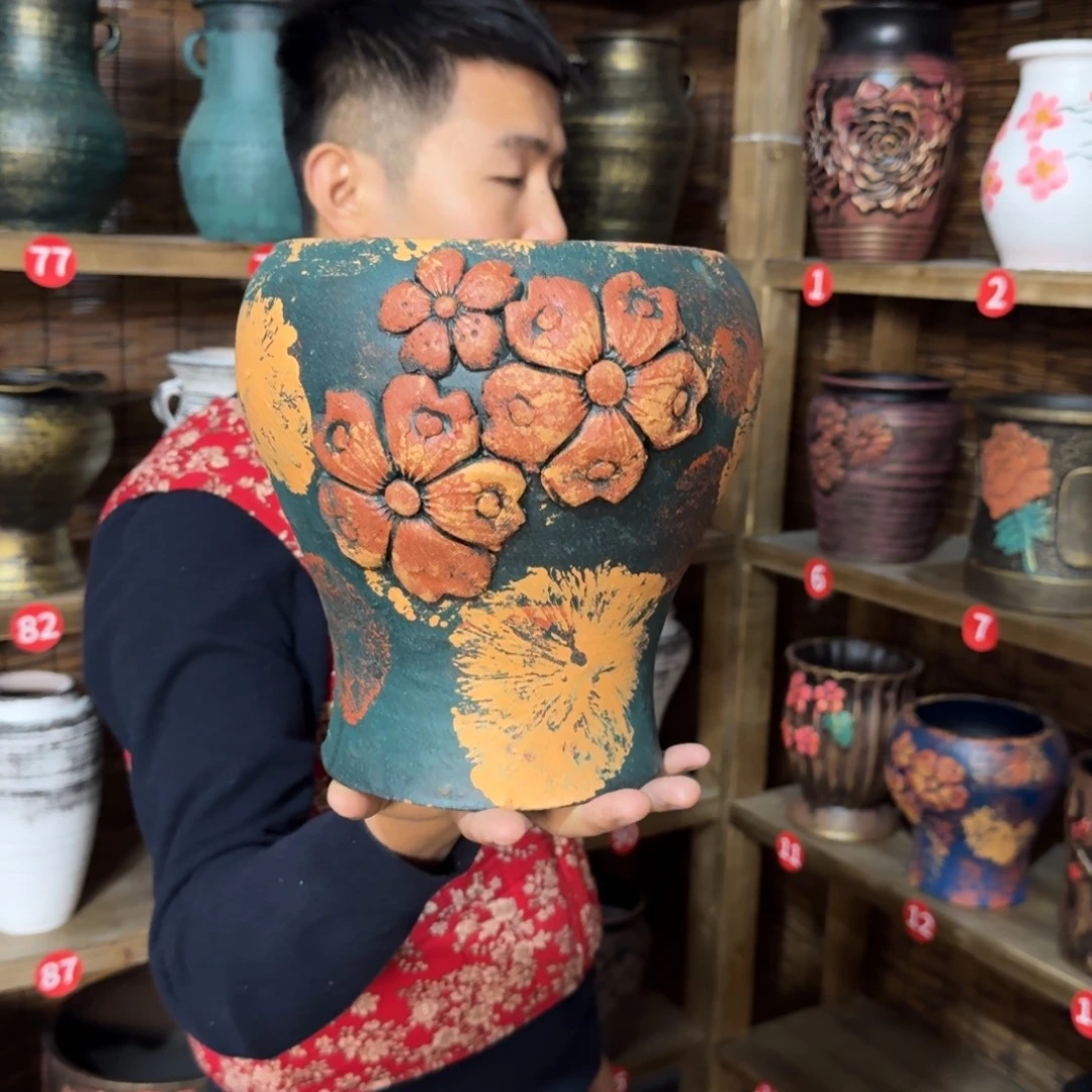 带孔高端浮雕花盆炸炸炸炸