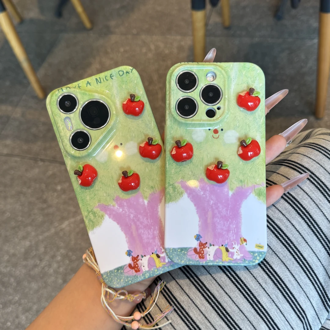 奥菲顿立体苹果树小动物适用iPhone16菲林手机壳华为vivo小米oppo