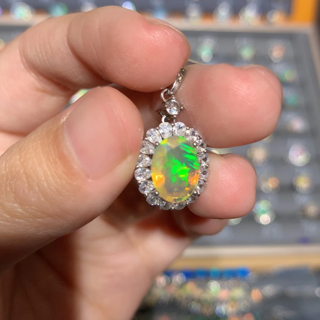 银S925镶嵌欧泊欧泊吊坠y