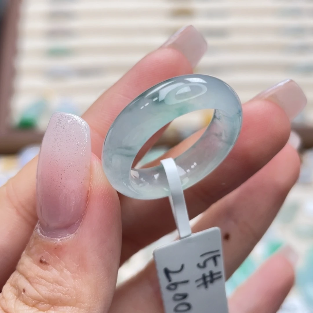 翡翠未镶嵌戒圈a35港圈15冰胶底冰飘花