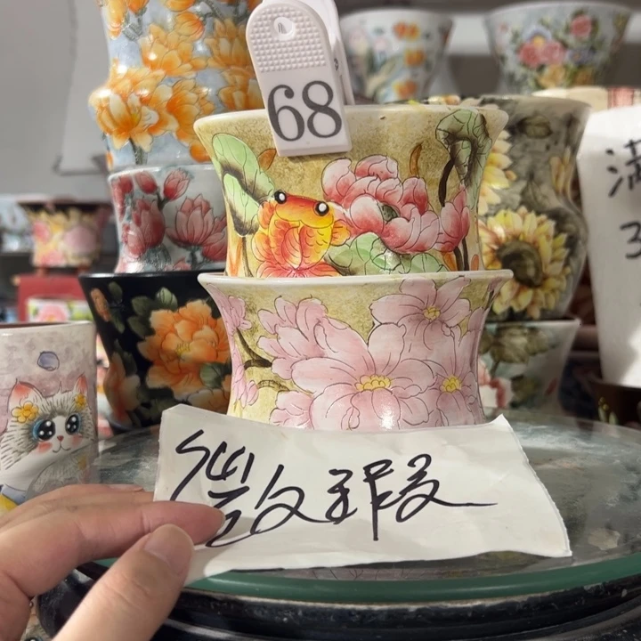景德镇手绘花盆满38包邮偏远地区除外