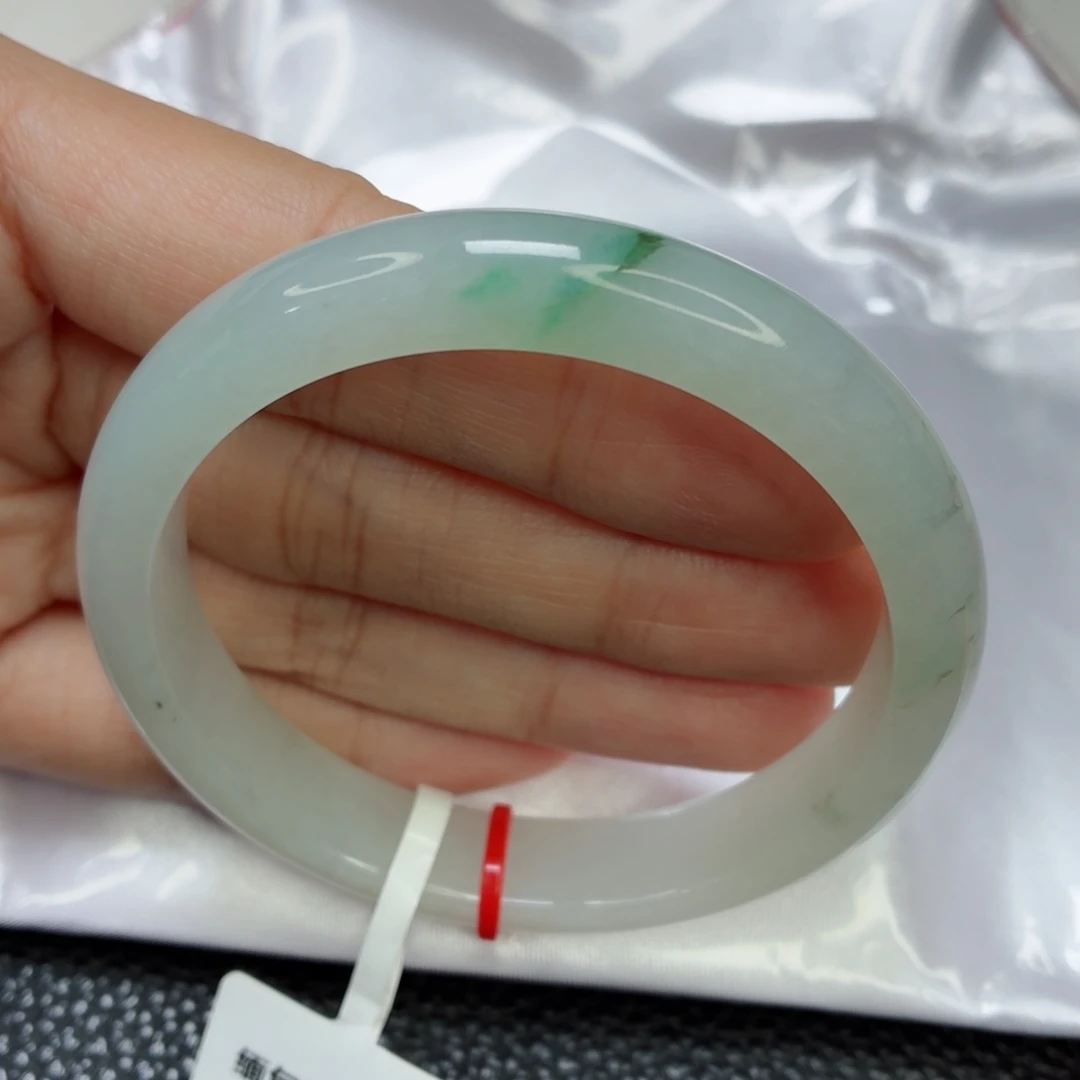 未镶嵌手镯翡翠老坑54圈冰胶飘阳绿006