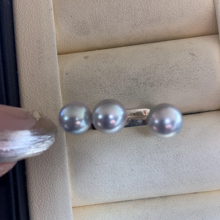 银S925镶嵌戒指海水珍珠