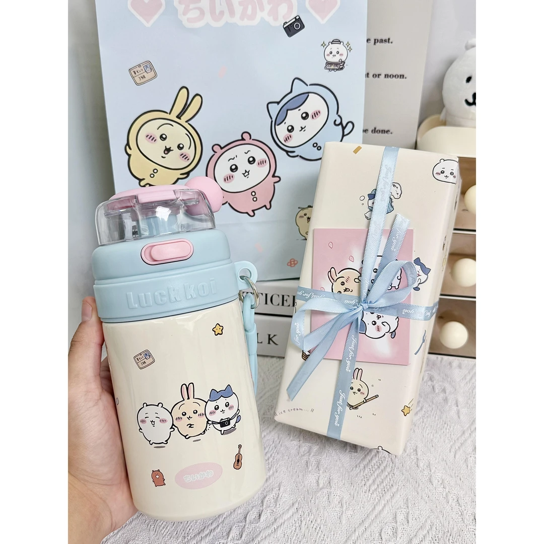 范哲萨吉伊卡哇保温杯新款316不锈钢乌萨奇双饮吸管水杯学生大容