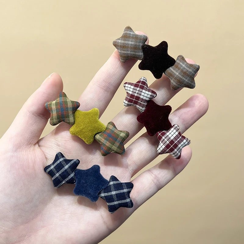 韩系格纹小星星毛呢布艺发夹女2025秋冬新款鸭嘴夹发卡刘海夹子