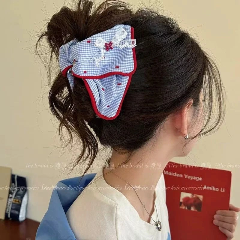 春夏协奏曲~可爱红蓝发夹女2025新款高端后脑勺气质抓夹ins鲨鱼夹
