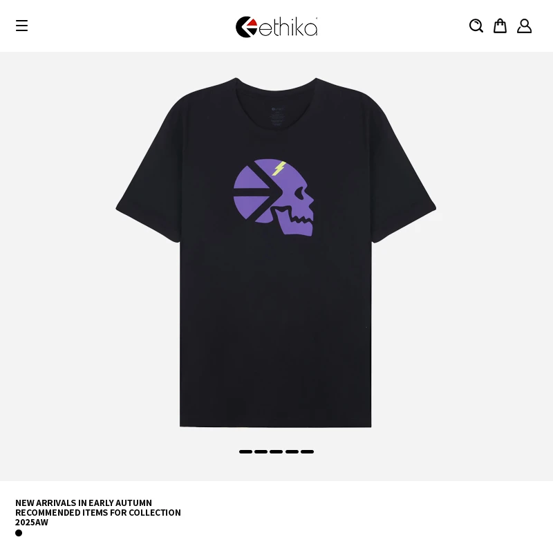 Ethika夏季新款情侣短袖T恤潮流百搭圆领短袖印花轻奢痞帅情侣装