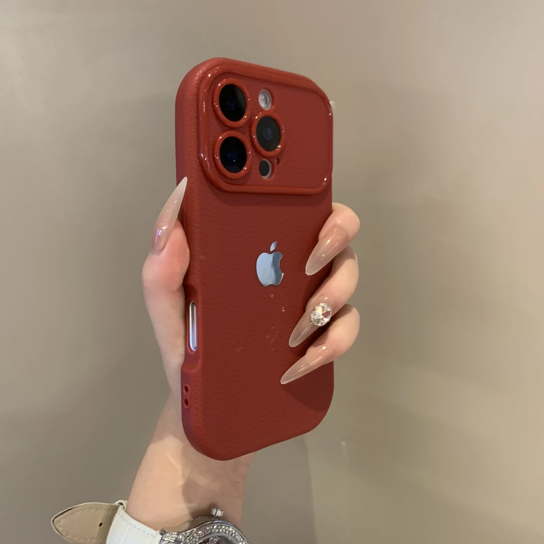 简约纯色皮纹适用于苹果16promax手机壳小众iPhone15创意14简约13