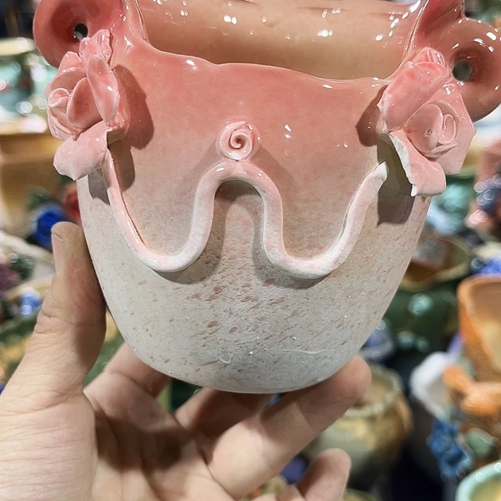 瓷片花盆多肉植物艺术品