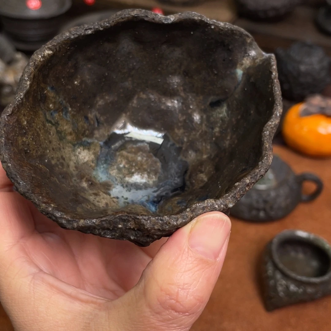 杯随形结晶釉彩柴烧公道