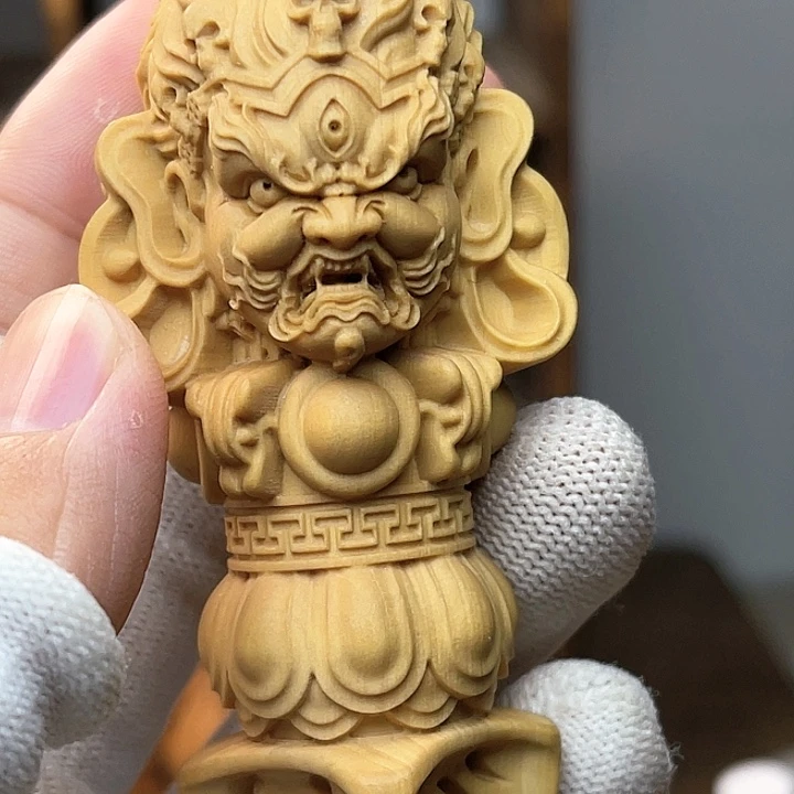 木黄杨木大黑天手把件绳子