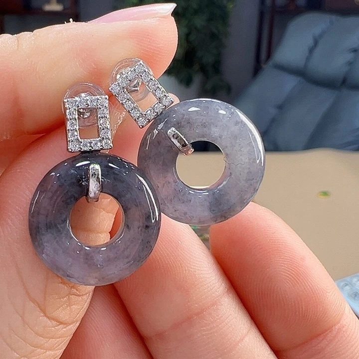 翡翠银S925镶嵌耳饰耳饰86