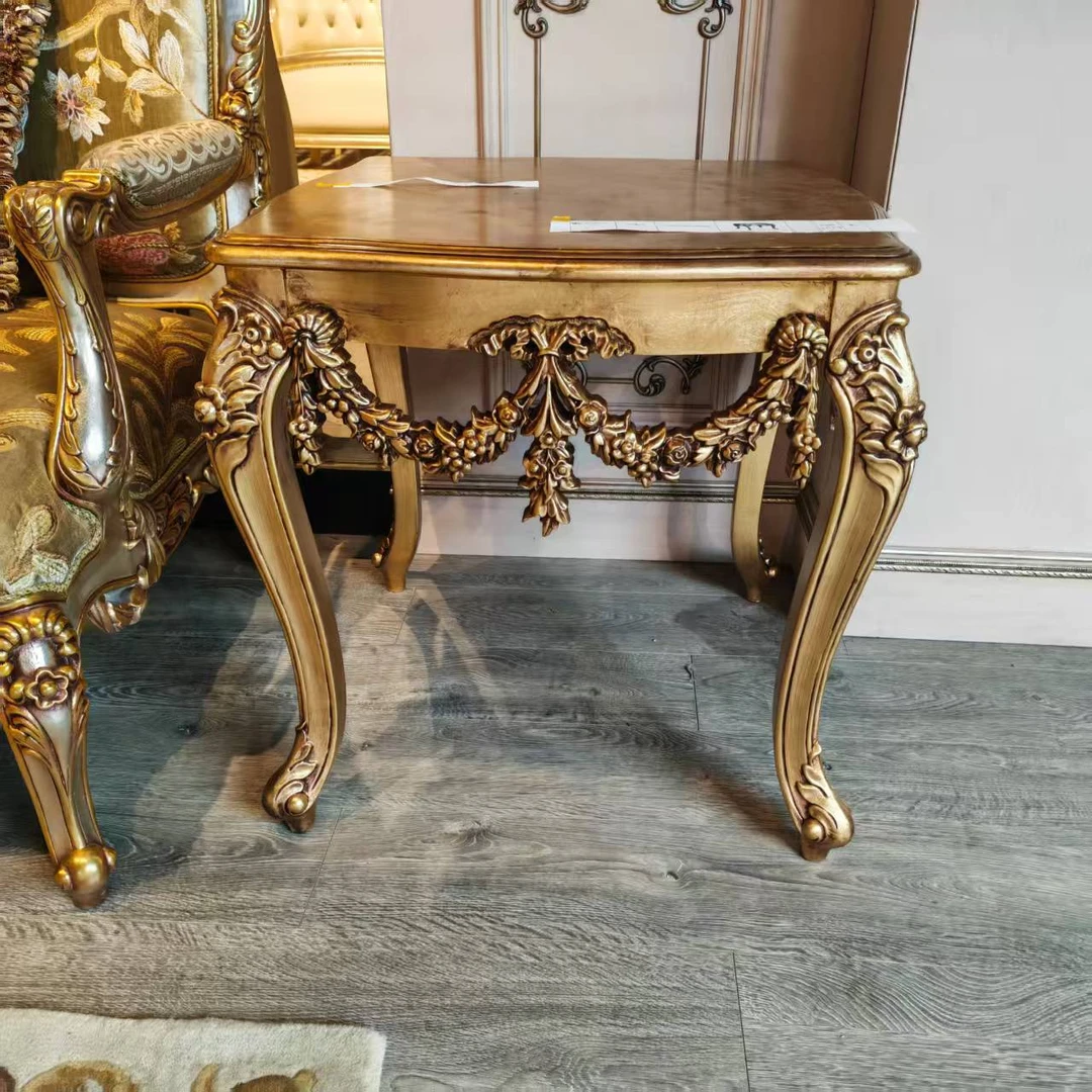 法式宫廷复古雕花金箔咖啡桌方几电话几茶几600*600*600H