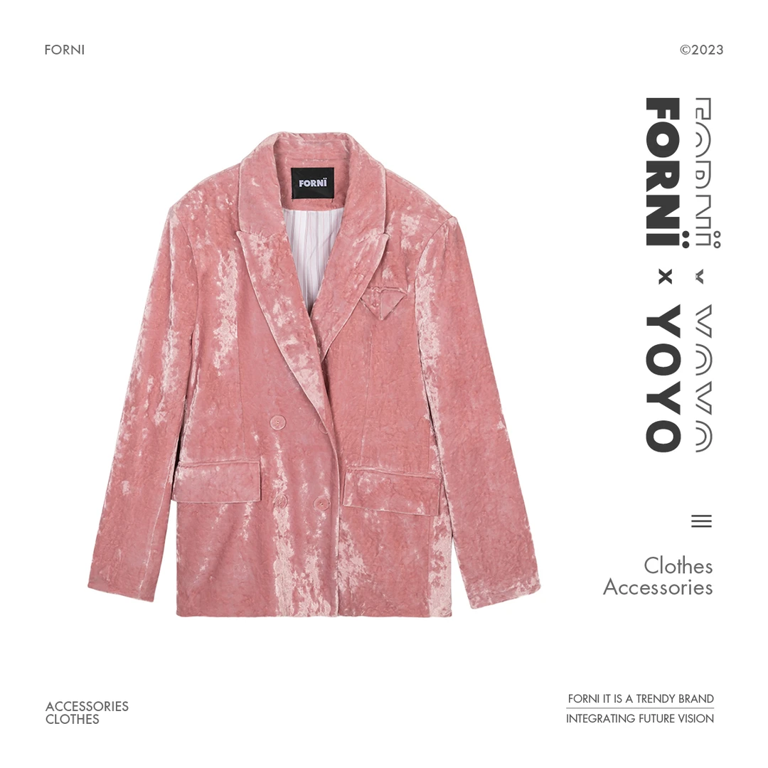 FORNI x YOYO 流光人鱼姬 设计师款时尚休闲充满lady感的丝绒西装
