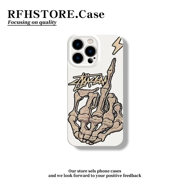 闪度侠闪电骷髅手指适用iPhone16菲林手机壳华为vivo小米oppo高级