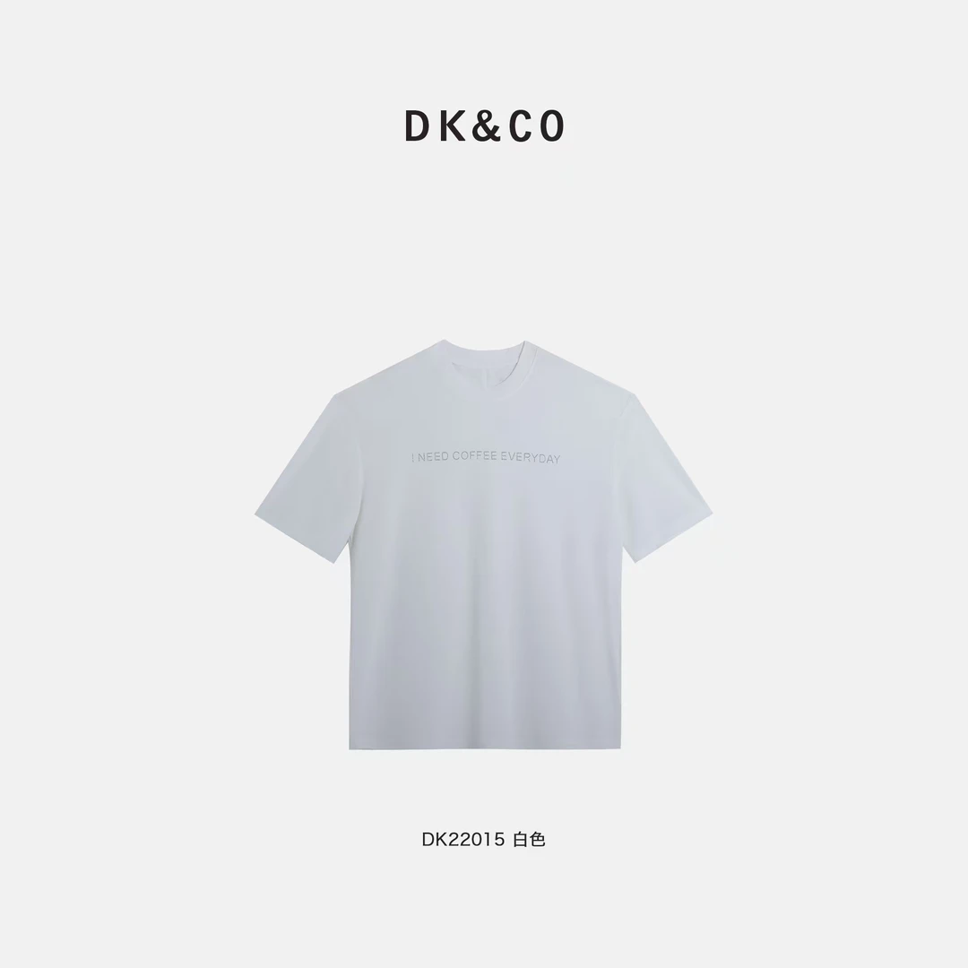 鑫燃KIKI (白开水)重工字母烫钻宽松圆领百搭短袖t恤 22015 DK（F）
