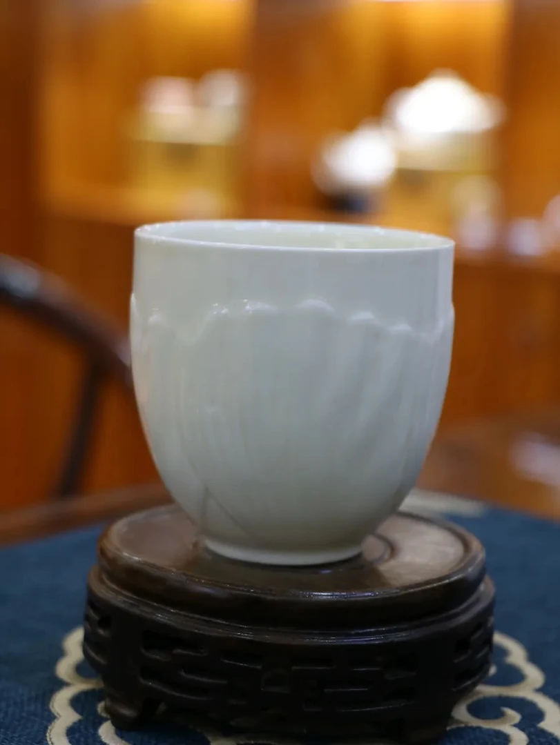 景德镇汝窑手绘主人杯高白泥瓷水杯茶杯家用茶具咖啡杯白瓷影青杯