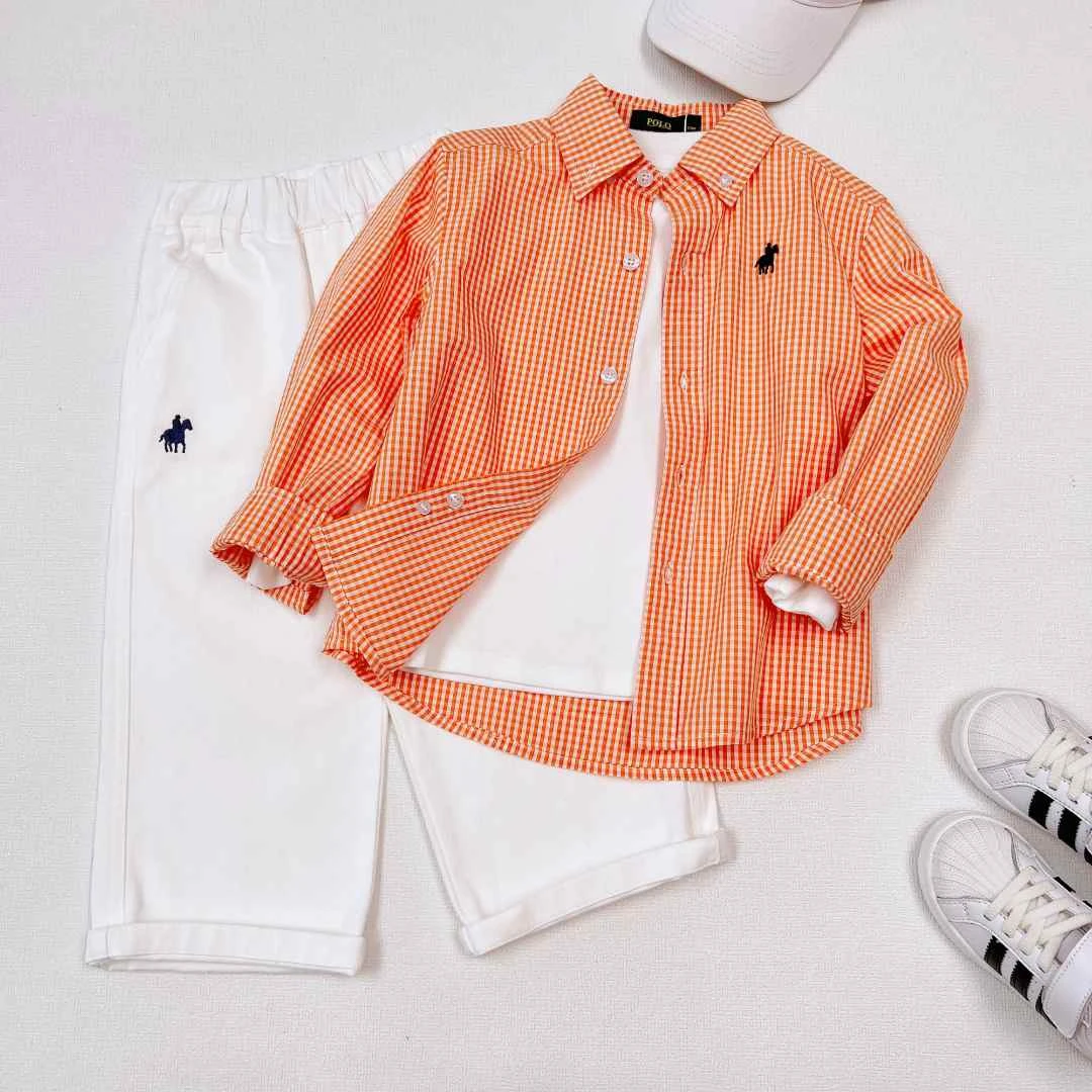 春秋款中大童格子衬衫韩系休闲百搭时尚可叠穿可单穿衬衫长袖