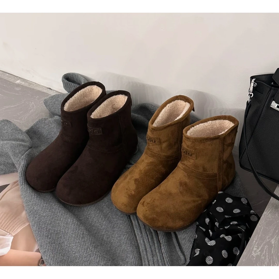 【坦姐严选 实体品质】新款冬牛奶绒短靴雪地靴d650-A