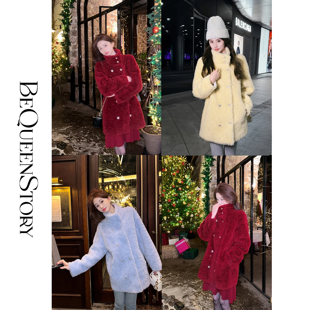 韩韩IU【热恋旋律】时尚100羊毛防风保暖立领小香外套秋冬新年新衣