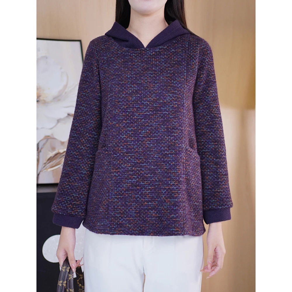 冬季连帽卫衣显瘦针织衫百搭时髦上衣休闲胖mm大码女装洋气质衣服