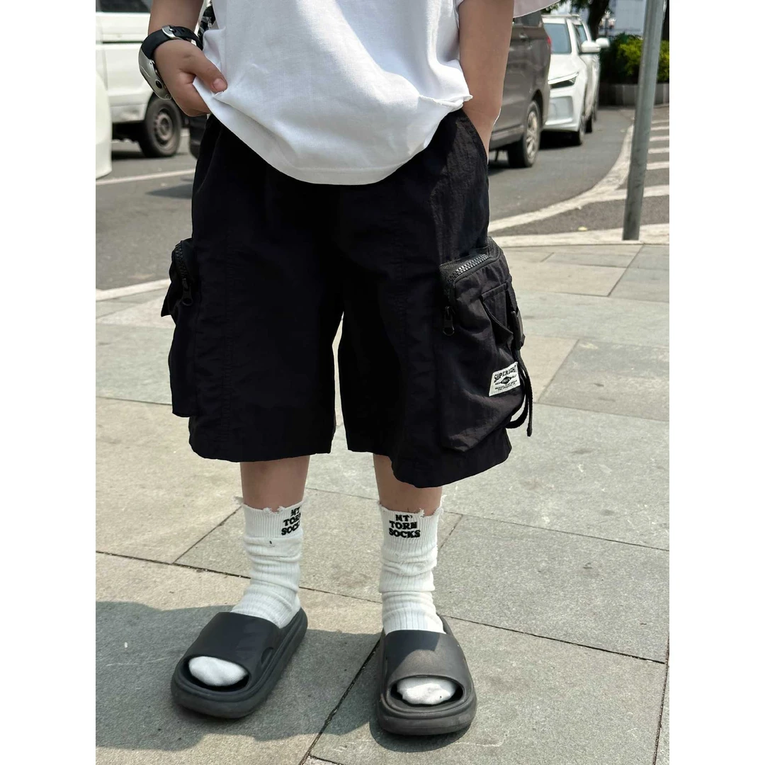 2025年夏季男童工装裤韩版痞帅时尚宽松中性百搭中裤洋气休闲潮酷