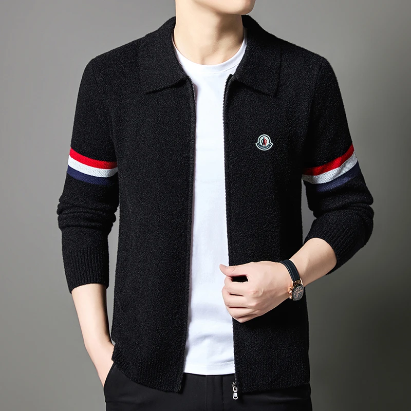 【老五专属】男装精纺羊毛休闲男休闲拉链翻领修身上衣长袖