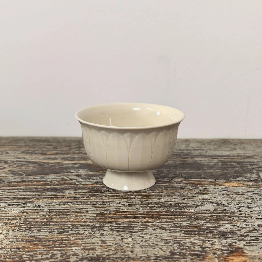 定瓷茶杯主人杯高足莲瓣杯 全手工制