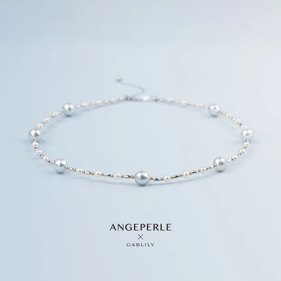 【迷歌专属】天使之泪海水Akoya真多麻色珍珠+淡水珍珠S925银项链