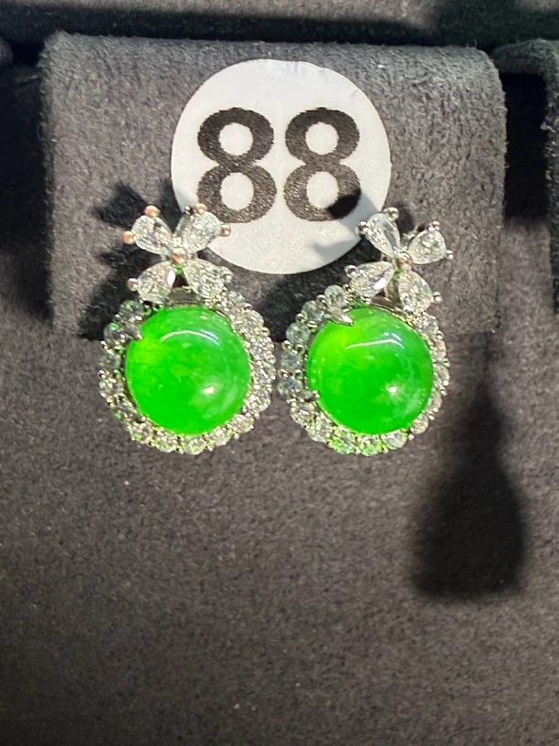 天然缅甸翡翠A货耳饰 88