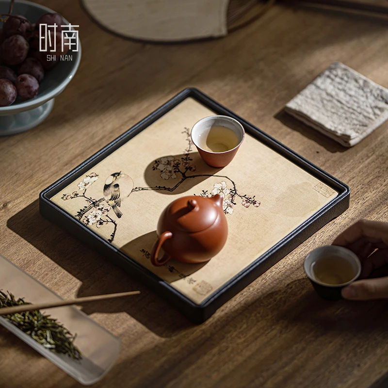 国风吸水壶承创意速干茶承干泡台家用小型托盘复古圆形方形小茶盘
