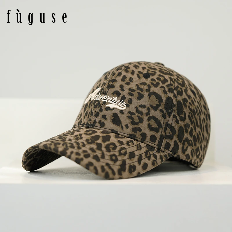 春夏刺绣字母豹纹棒球帽子女韩版ins潮百搭高顶显脸小遮阳鸭舌帽