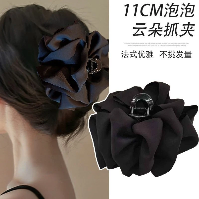 韩国高档蓬松云朵泡泡抓夹女 2025新款大号蝴蝶结盘发鲨鱼夹发夹