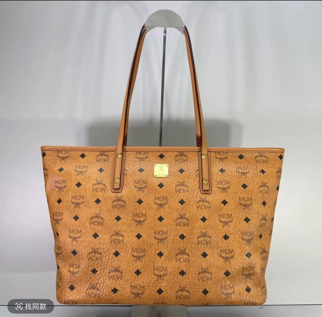 95新 MCM 安洁利  MCM干邑色子母托特包
