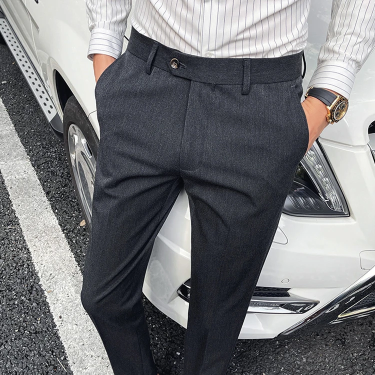 高级感纯色百搭商务西裤男士直筒修身职业上班休闲裤子公务员行政