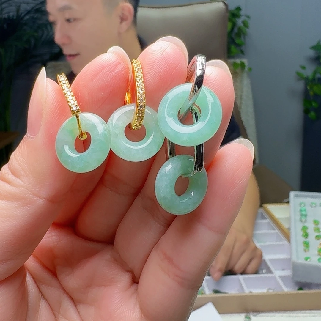 银S925镶嵌翡翠耳饰多样性发货其一