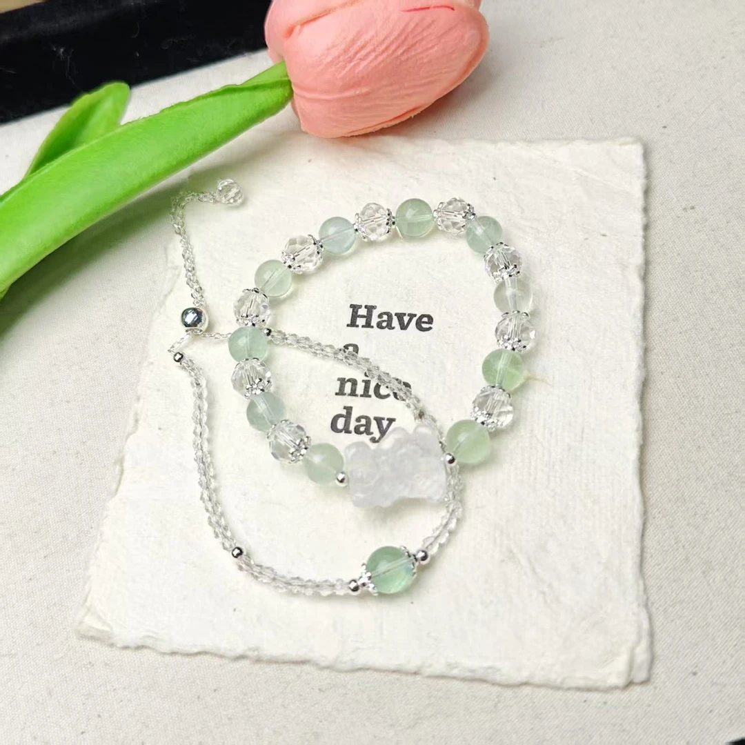 【抱抱熊】小胖熊绿萤石7+手链(多样发其一)XF83