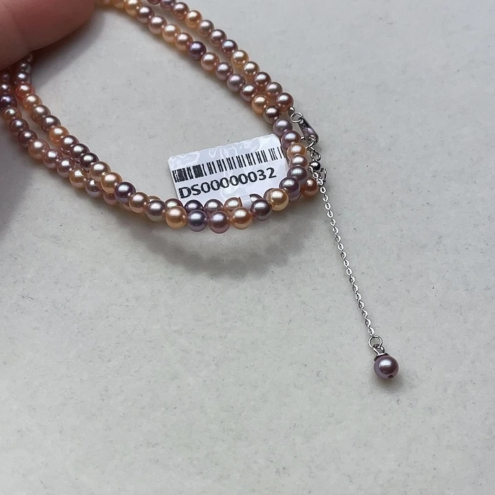 淡水珍珠银S925镶嵌颈饰卡4➕高品极光糖果色