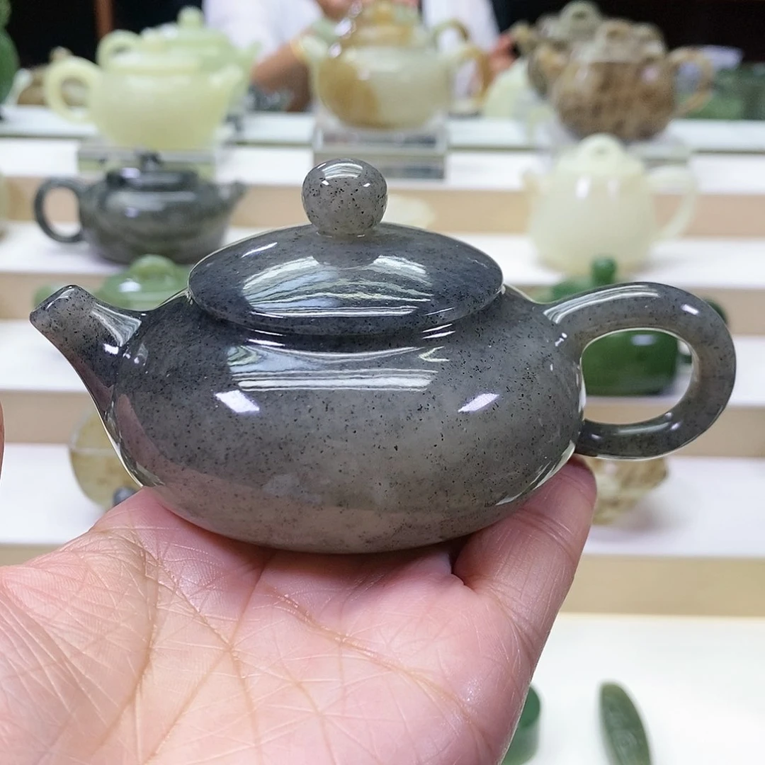 和田玉未镶嵌挂件茶壶110ml（微瑕）