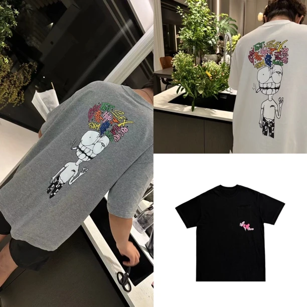 [X]黑白灰三色后背搞怪十字双纱薄款儿童宽松休闲体恤(夏日炎炎）