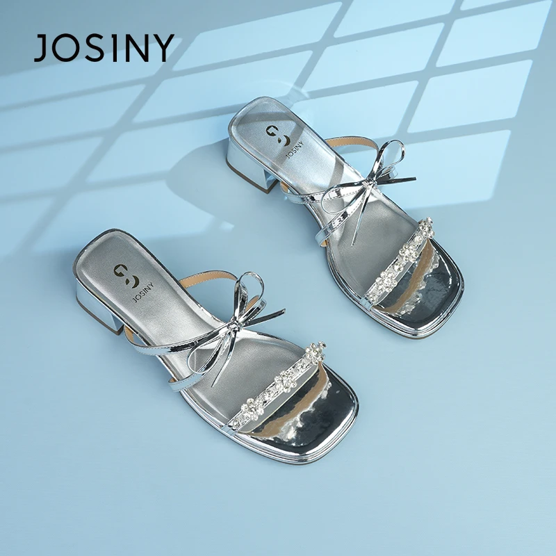 卓诗尼2025新款法式银色凉鞋女夏季外穿高跟鞋女2025爆款洋气