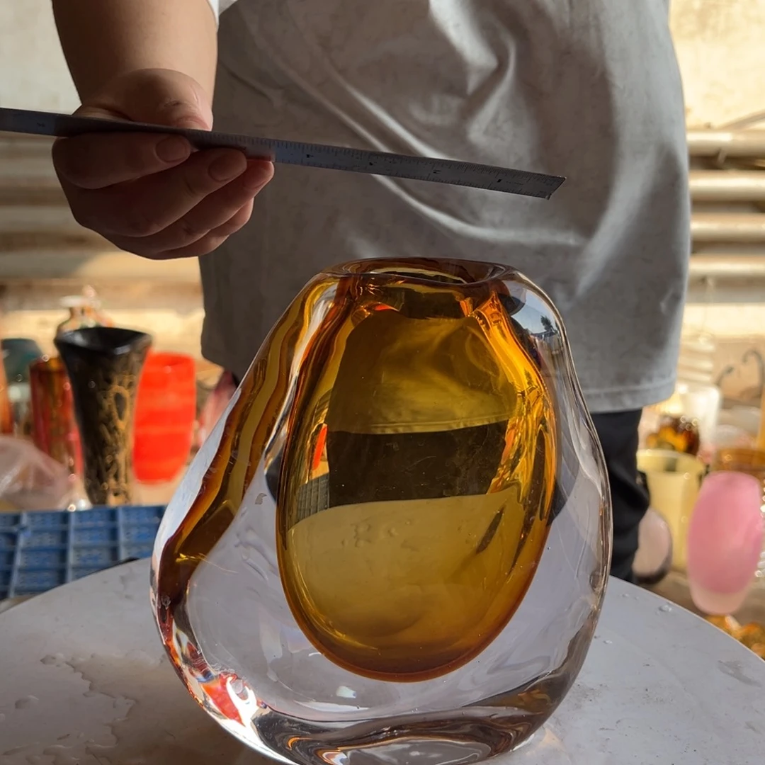 金色高度22琉璃花器摆件微瑕